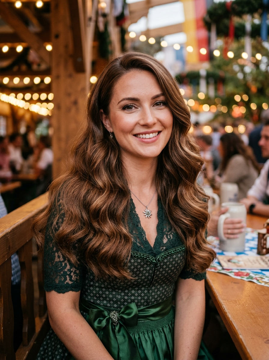 Soft Hollywood Waves fürs Festzelt als Oktoberfest Frisuren Inspiration 2026